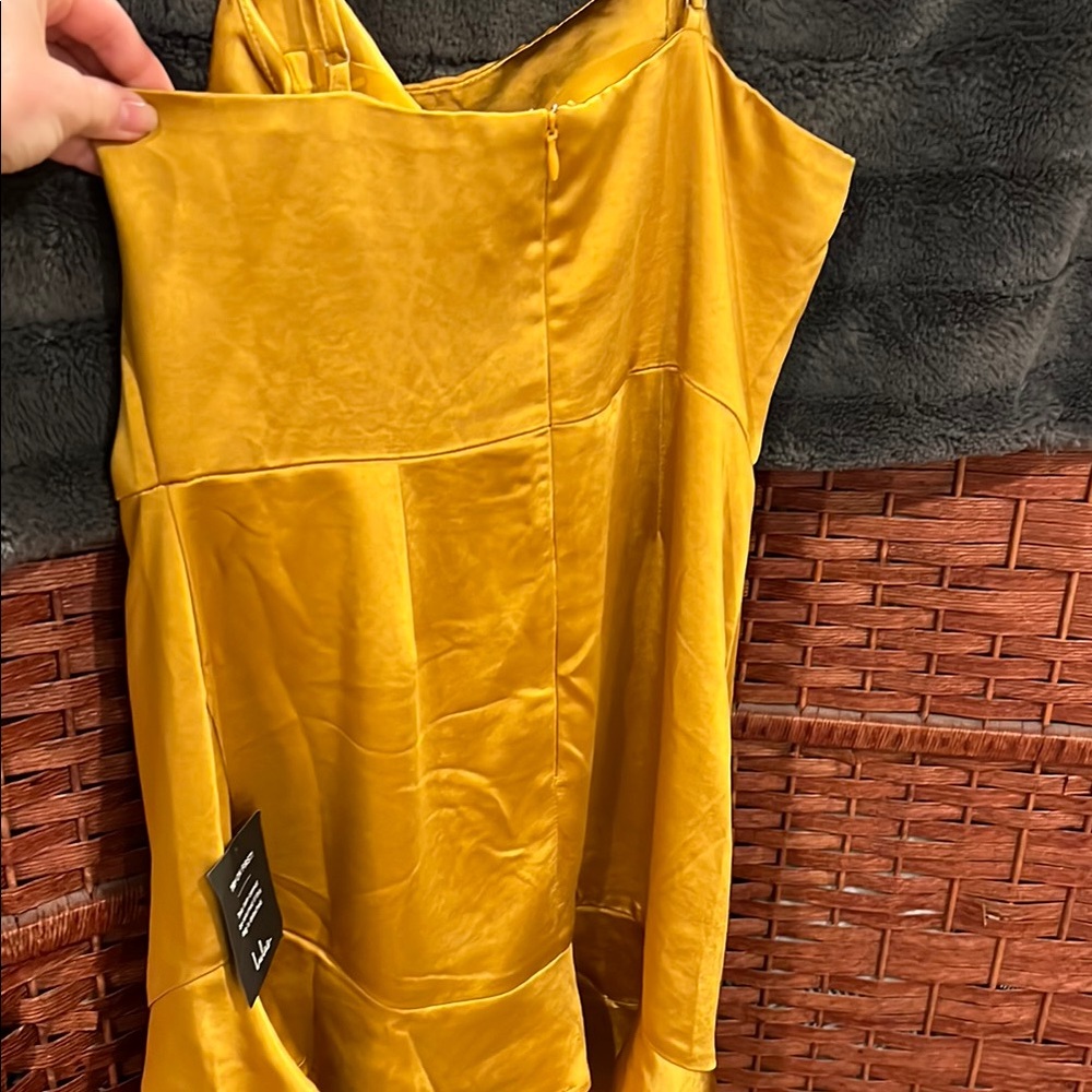Lulu's Gold Ruffled Mini Dress - Picture 4 of 7